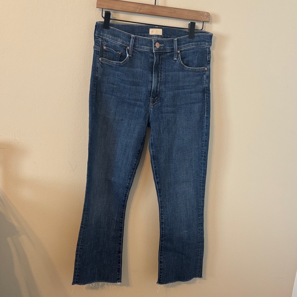 Mother Insider Crop Step Fray Straight Leg Jeans